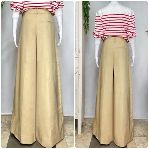 New Banana Republic Cruise Wide-Leg Pant 12 Maverick Tan High Waisted Trousers - Picture 7 of 10